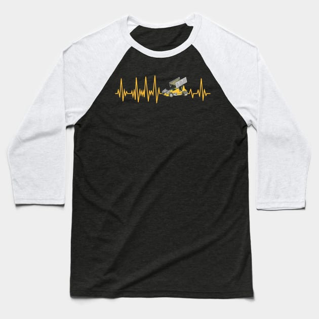 Sprint Car Racing Heartbeat Baseball T-Shirt by Shirtbubble